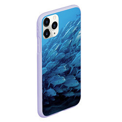 Чехол iPhone 11 Pro матовый Морские рыбы, цвет: 3D-светло-сиреневый — фото 2