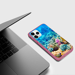 Чехол iPhone 11 Pro матовый Риф, цвет: 3D-малиновый — фото 2