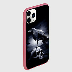 Чехол iPhone 11 Pro матовый ЧЕРЕП И ВОРОН, цвет: 3D-малиновый — фото 2