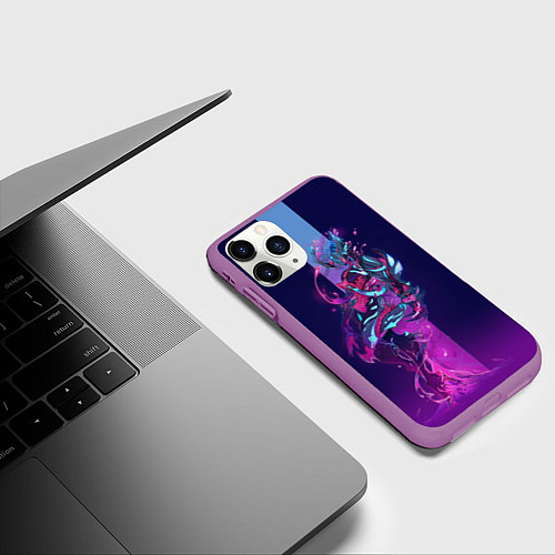 Чехол iPhone 11 Pro матовый Warframe / 3D-Фиолетовый – фото 3