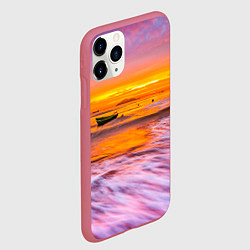 Чехол iPhone 11 Pro матовый Закат на пляже, цвет: 3D-малиновый — фото 2