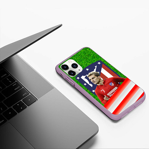 Чехол iPhone 11 Pro матовый Антуан Гризманн Antoine Griezmann спина Z / 3D-Сиреневый – фото 3