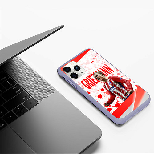 Чехол iPhone 11 Pro матовый Антуан Гризманн Antoine Griezmann спина Z / 3D-Светло-сиреневый – фото 3
