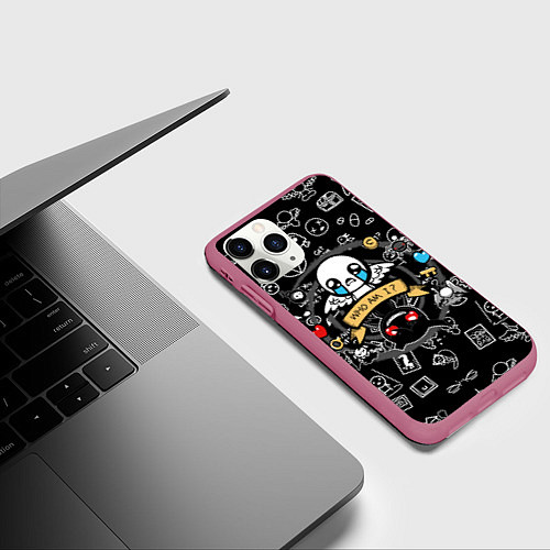 Чехол iPhone 11 Pro матовый THE BINDING OF ISAAC ЖЕРТВА / 3D-Малиновый – фото 3