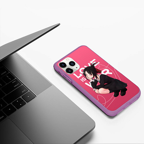 Чехол iPhone 11 Pro матовый Love is war / 3D-Фиолетовый – фото 3