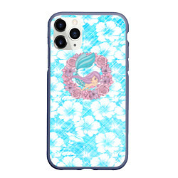 Чехол iPhone 11 Pro матовый Русалочка и цветы, цвет: 3D-серый