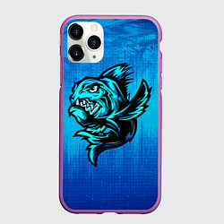Чехол iPhone 11 Pro матовый Пиранья, цвет: 3D-фиолетовый