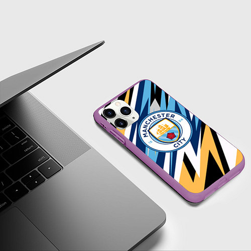 Чехол iPhone 11 Pro матовый МАНЧЕСТЕР СИТИ MANCHESTER / 3D-Фиолетовый – фото 3