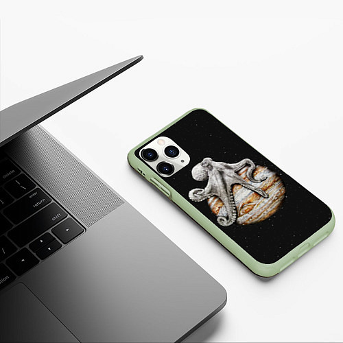 Чехол iPhone 11 Pro матовый Planetary Octopus / 3D-Салатовый – фото 3