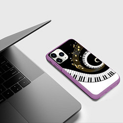 Чехол iPhone 11 Pro матовый МУЗЫКАЛЬНЫЙ УЗОР, цвет: 3D-фиолетовый — фото 2