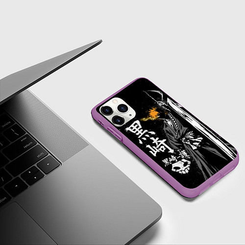 Чехол iPhone 11 Pro матовый Bleach, Ичиго с мечом / 3D-Фиолетовый – фото 3