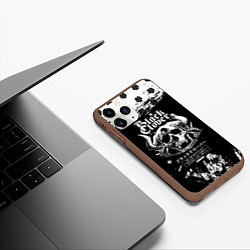 Чехол iPhone 11 Pro матовый Чёрный клевер череп демона, цвет: 3D-коричневый — фото 2