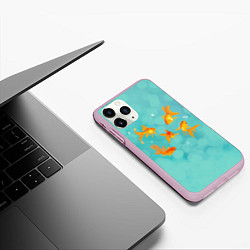 Чехол iPhone 11 Pro матовый Золотые рыбки, цвет: 3D-розовый — фото 2