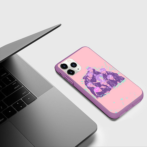 Чехол iPhone 11 Pro матовый BTS Band / 3D-Фиолетовый – фото 3