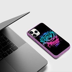 Чехол iPhone 11 Pro матовый Неоновая Роза Neon Rose, цвет: 3D-фиолетовый — фото 2