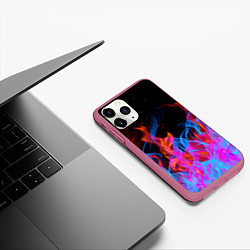 Чехол iPhone 11 Pro матовый ТРИ ОГНЯ FIRE СИНИЙ ОГОНЬ, цвет: 3D-малиновый — фото 2