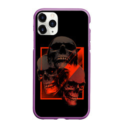 Чехол iPhone 11 Pro матовый Skulls Черепа, цвет: 3D-фиолетовый