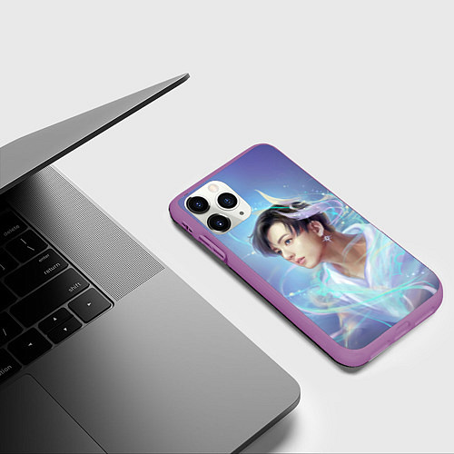 Чехол iPhone 11 Pro матовый Jeon BTS / 3D-Фиолетовый – фото 3