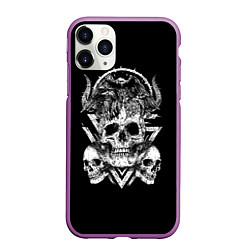 Чехол iPhone 11 Pro матовый Черепа и Вороны Skulls Raven, цвет: 3D-фиолетовый