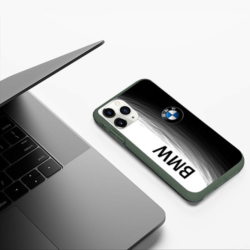 Чехол iPhone 11 Pro матовый Black and White BMW / 3D-Темно-зеленый – фото 3
