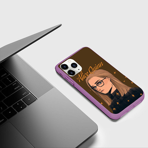 Чехол iPhone 11 Pro матовый Alice Quinn / 3D-Фиолетовый – фото 3