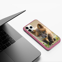 Чехол iPhone 11 Pro матовый Лисичка, цвет: 3D-малиновый — фото 2