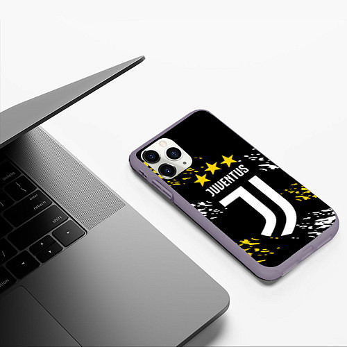 Чехол iPhone 11 Pro матовый JUVENTUS ЮВЕНТУС КРАСКА / 3D-Серый – фото 3