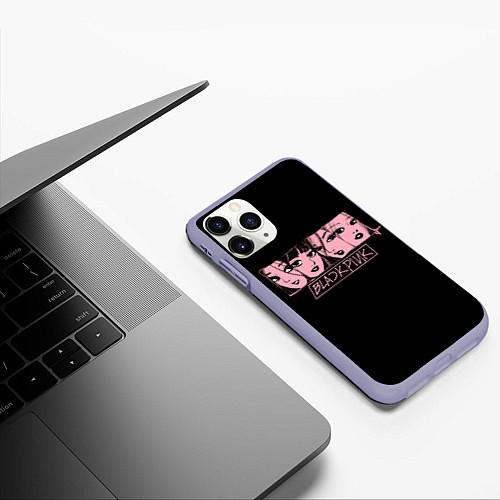 Чехол iPhone 11 Pro матовый Black Pink Art / 3D-Светло-сиреневый – фото 3