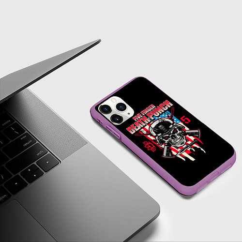 Чехол iPhone 11 Pro матовый 5FDP Five Finger Death Punch / 3D-Фиолетовый – фото 3