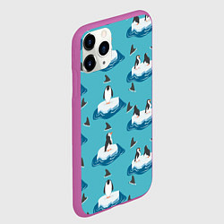 Чехол iPhone 11 Pro матовый Пингвины, цвет: 3D-фиолетовый — фото 2