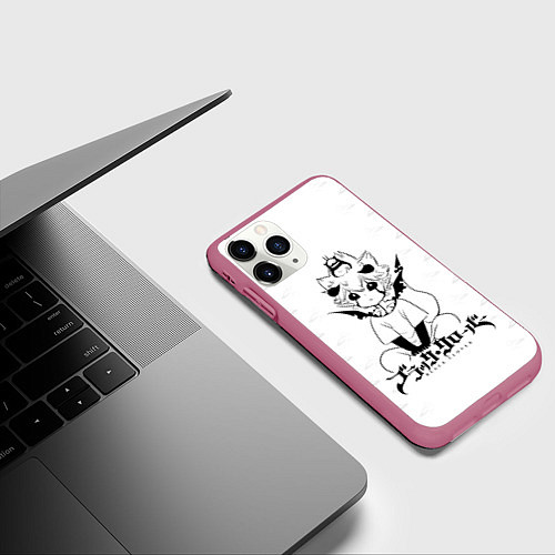 Чехол iPhone 11 Pro матовый Черный демон Аста и Неро / 3D-Малиновый – фото 3