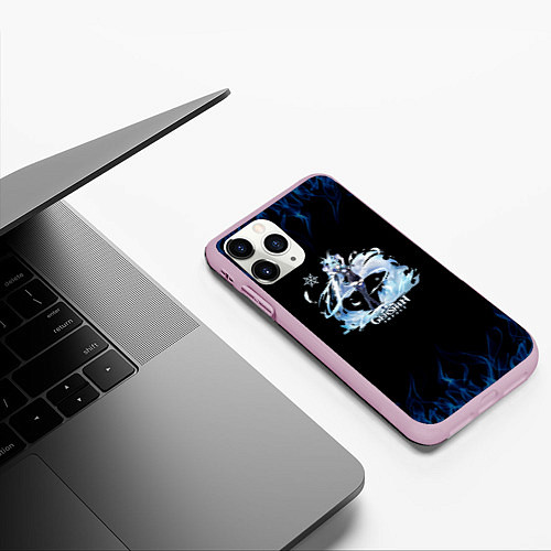 Чехол iPhone 11 Pro матовый Genshin Impact - Eula / 3D-Розовый – фото 3