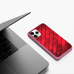 Чехол iPhone 11 Pro матовый Red Boards Texture, цвет: 3D-малиновый — фото 2