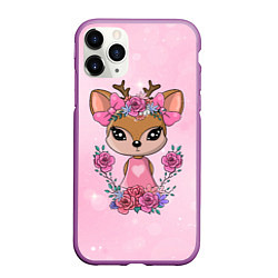 Чехол iPhone 11 Pro матовый Милая олениха, цвет: 3D-фиолетовый