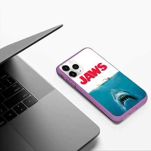 Чехол iPhone 11 Pro матовый Jaws 1975 / 3D-Фиолетовый – фото 3