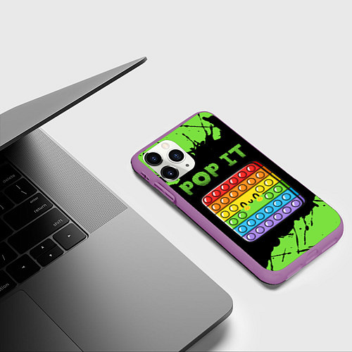 Чехол iPhone 11 Pro матовый Поп Ит Симпл Димпл - Краска / 3D-Фиолетовый – фото 3