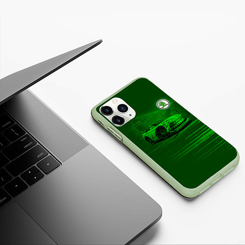 Чехол iPhone 11 Pro матовый Skoda / 3D-Салатовый – фото 3