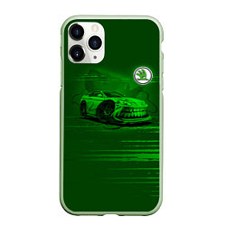 Чехол iPhone 11 Pro матовый Skoda, цвет: 3D-салатовый