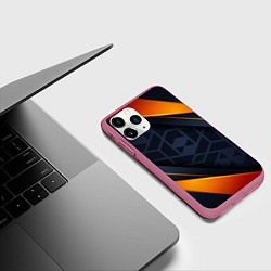 Чехол iPhone 11 Pro матовый BLACK ORANGE, цвет: 3D-малиновый — фото 2