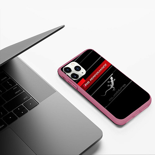 Чехол iPhone 11 Pro матовый RS PERFOMANCE QUATTRO Z / 3D-Малиновый – фото 3