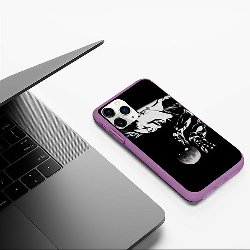 Чехол iPhone 11 Pro матовый Рюк и яблоко Death Note / 3D-Фиолетовый – фото 3