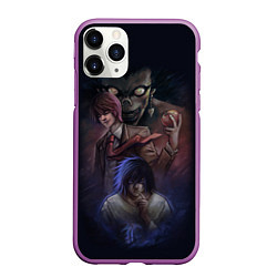 Чехол iPhone 11 Pro матовый Тетрадь Смерти персонажи, цвет: 3D-фиолетовый