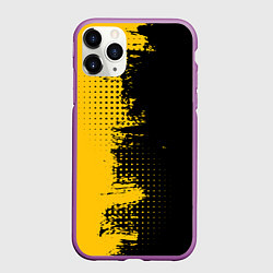 Чехол iPhone 11 Pro матовый ЧЕРНО ЖЕЛТЫЙ ГРАНЖ GRUNGE Z, цвет: 3D-фиолетовый