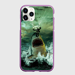 Чехол iPhone 11 Pro матовый Shark Attack Акула атакует, цвет: 3D-фиолетовый