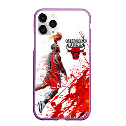 Чехол iPhone 11 Pro матовый CHICAGO BULLS 9, цвет: 3D-фиолетовый