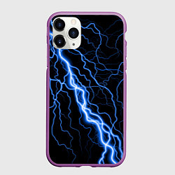 Чехол iPhone 11 Pro матовый ГОЛУБАЯ МОЛНИЯ ГРОЗА, цвет: 3D-фиолетовый