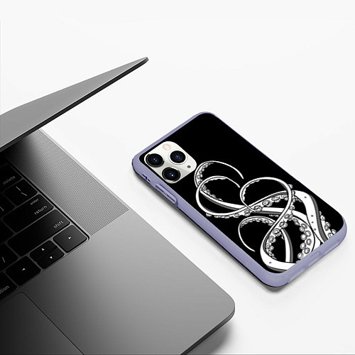 Чехол iPhone 11 Pro матовый Octopus Black and White / 3D-Светло-сиреневый – фото 3