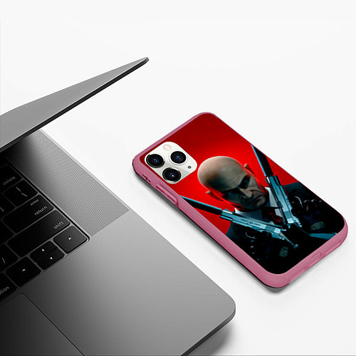 Чехол iPhone 11 Pro матовый Agent here / 3D-Малиновый – фото 3
