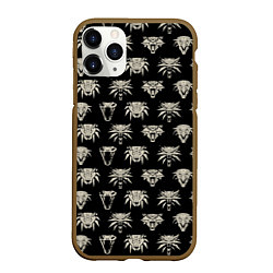 Чехол iPhone 11 Pro матовый THE WITCHER ЛОГОТИПЫ, цвет: 3D-коричневый