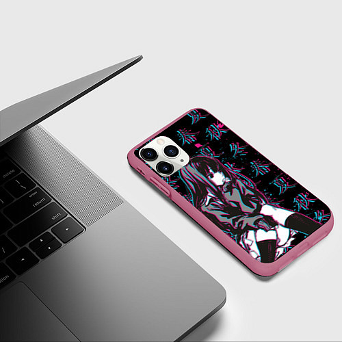 Чехол iPhone 11 Pro матовый Sad Anime Girl / 3D-Малиновый – фото 3